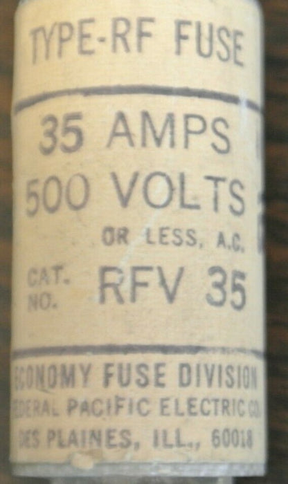 ECONOMY / FPE RFV35 TYPE RF SEMICONDUCTOR FUSE / 500V / 35A / NEW SURPLUS / EACH
