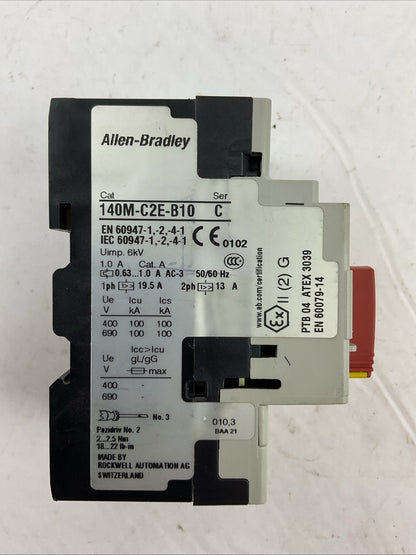 ALLEN BRADLEY 140M-C2E-B10 SER C MOTOR PROTECTOR 0.63-1.0A 140M-C-A SER A 600VAC