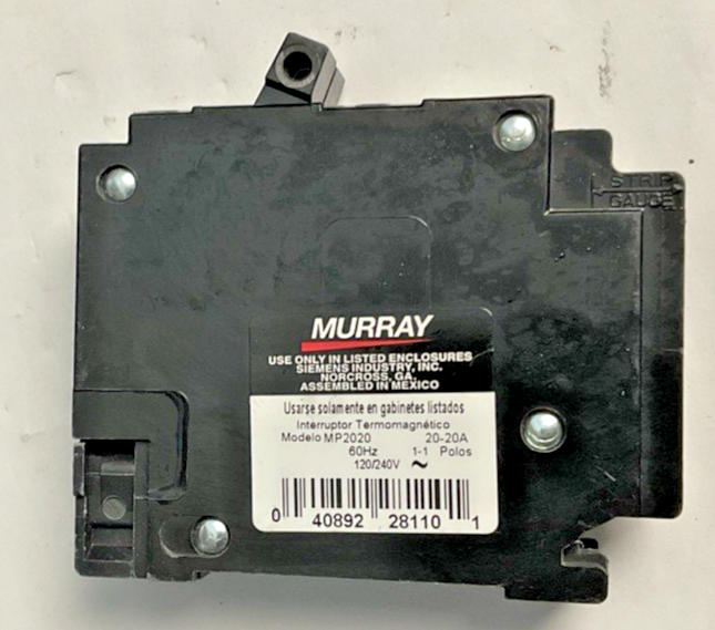 MURRAY MP2020 CIRCUIT BREAKER 20A 2POLES 60HZ 240VAC****LOTOF2****