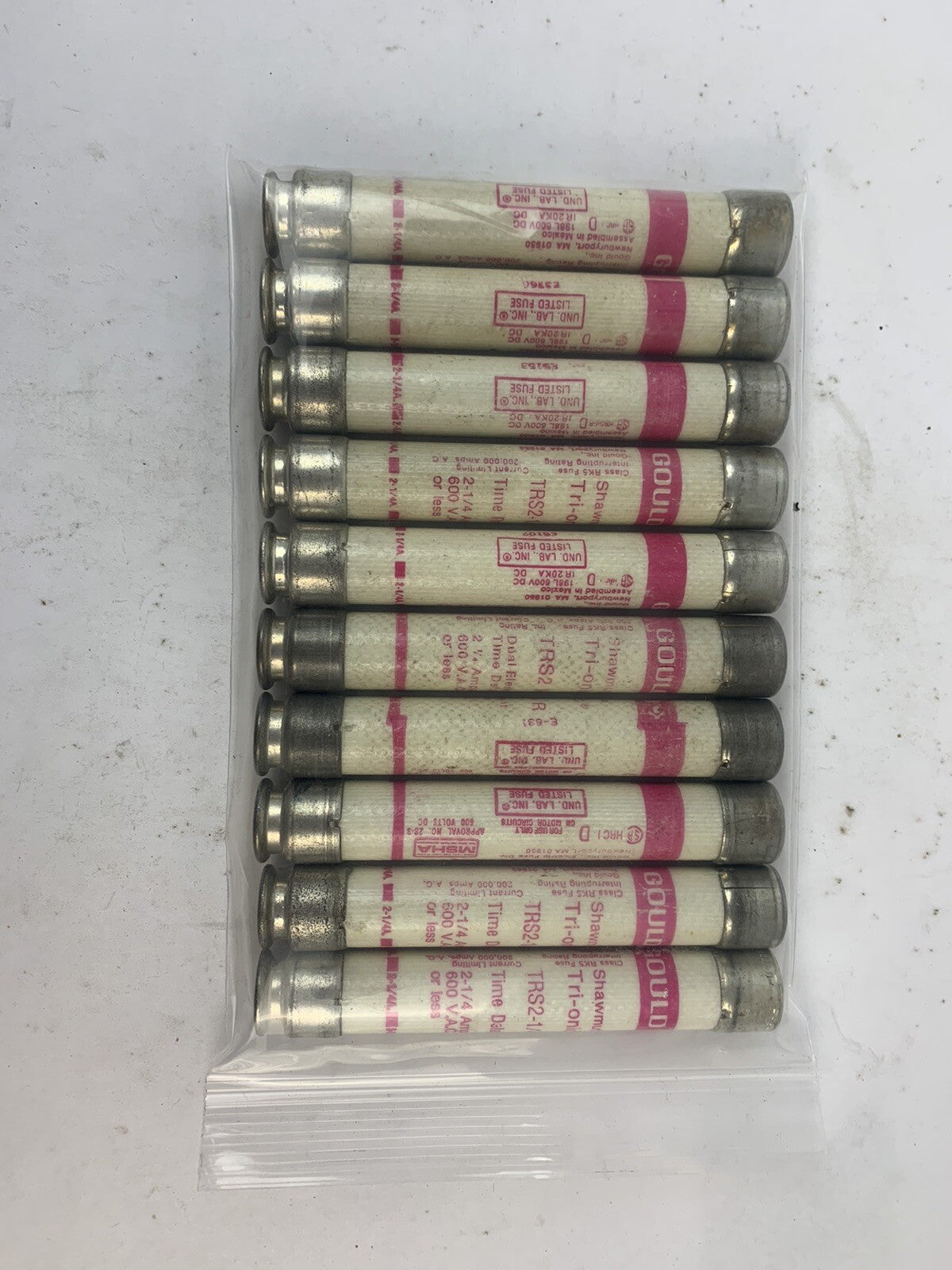 Gould Shawmut Tri-Onic TRS2 1/4R 2 1/4A 600VAC Fuse "Lot of 10"