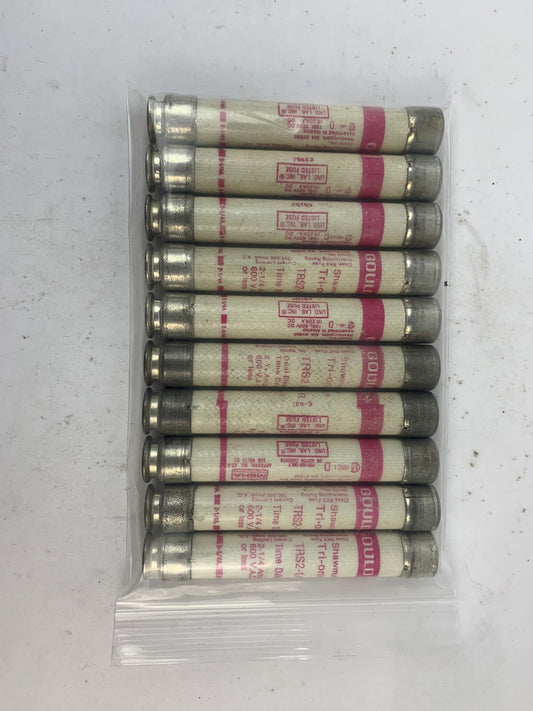 Gould Shawmut Tri-Onic TRS2 1/4R 2 1/4A 600VAC Fuse "Lot of 10"