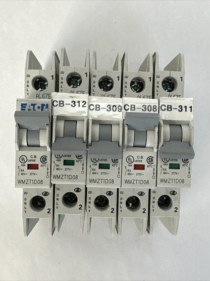 EATON WMZT1D08 CIRCUIT BREAKER 8A 277VAC 1POLE (LOT OF 5)