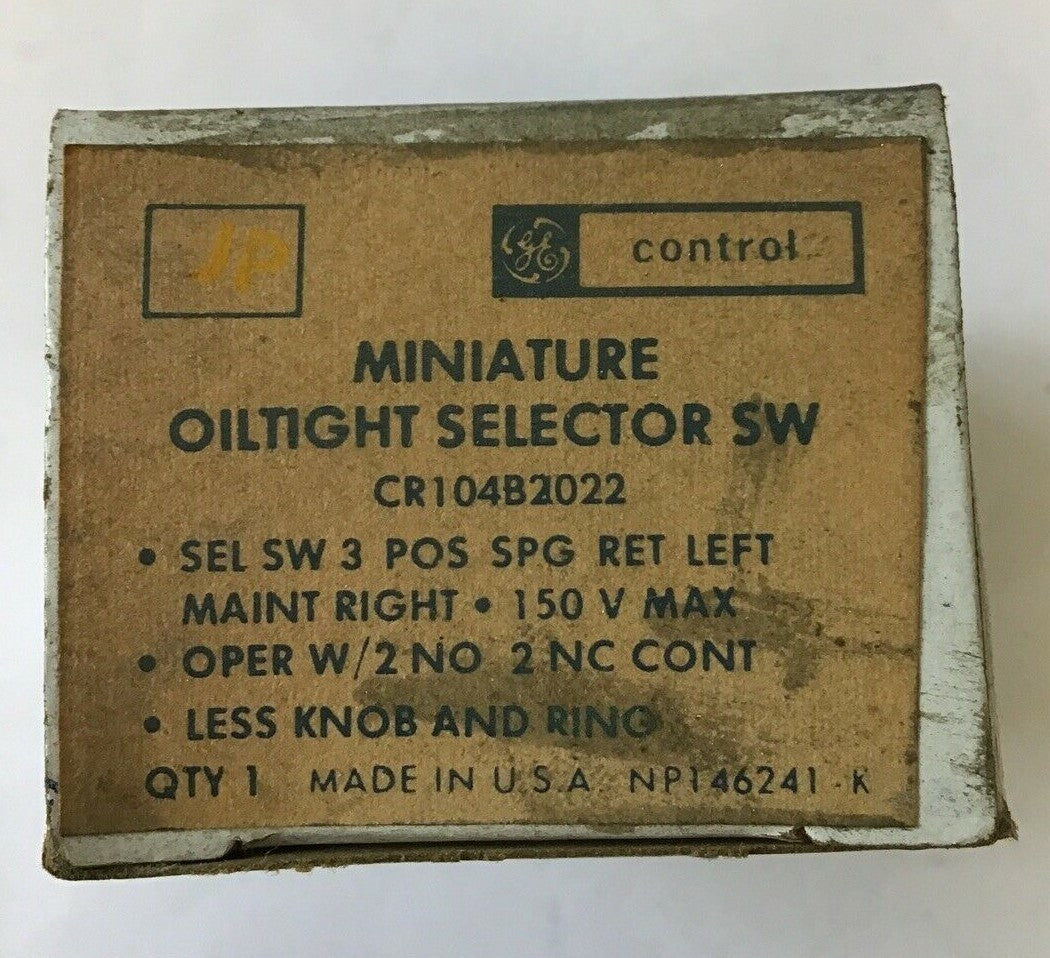 GENERAL ELECTRIC CR104B2022 SELECTOR SWITCH 3POS 150V W/O KNOB***LOTOF5***