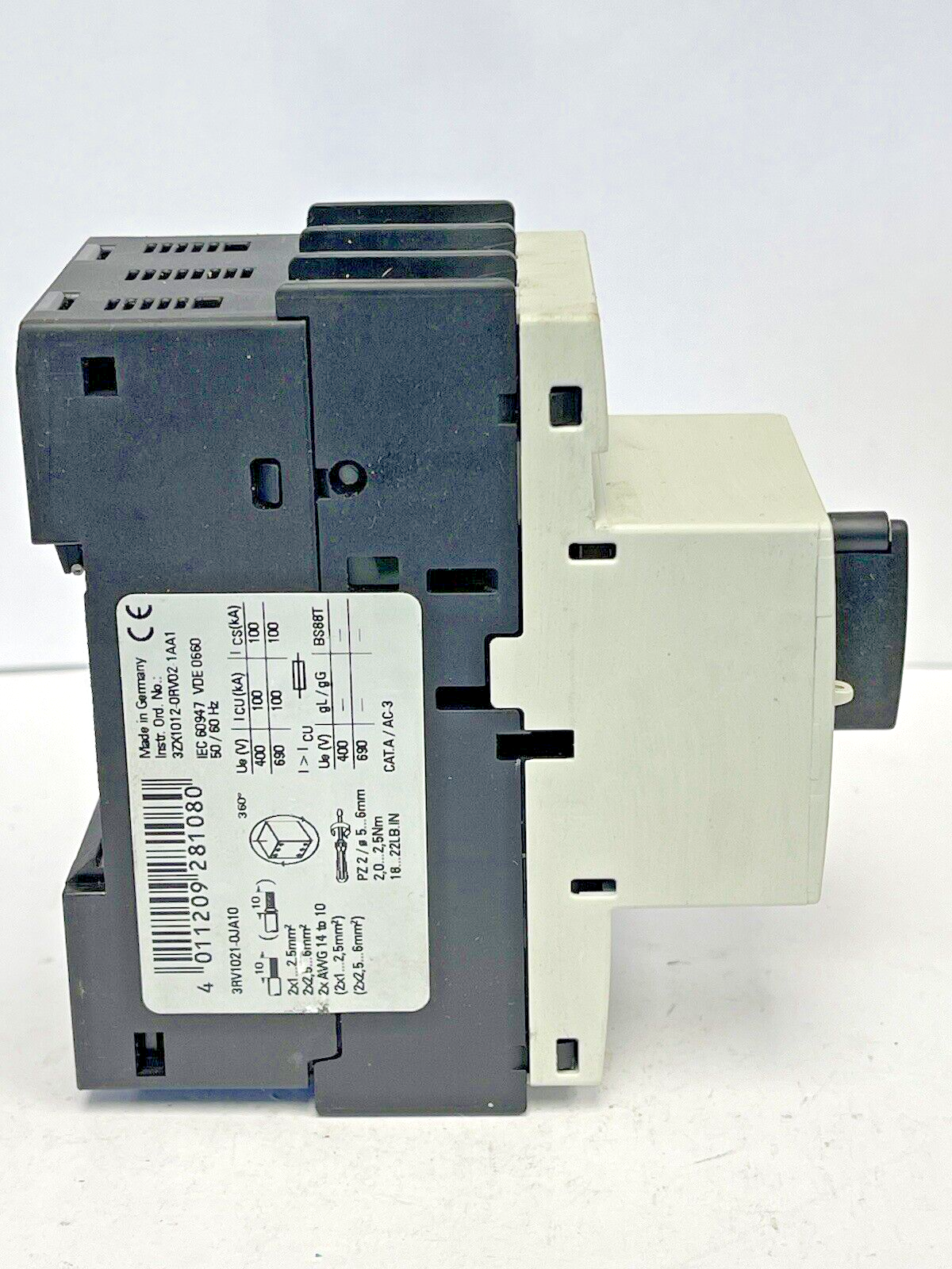 SIEMENS - 3RV1021-OJA10- CIRCUIT BREAKER / MOTOR PROTECTOR