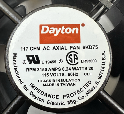 DAYTON 6KD75 117 CFM AC AXIAL FAN 115V 60HZ
