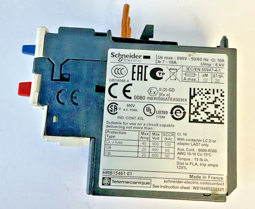 SCHNEIDER ELECTRIC LRD 14 OVERLOAD RELAY 600VAC