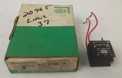 KLOCKNER MOELLER T125/6-CNA TRANSFORMER T125/6 125V 50/60HZ (NO BOX)