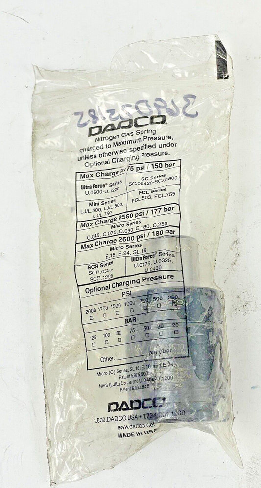 DADCO - U.0800.025 - NITROGEN GAS SPRING - 2175 PSI - 150 BAR - ULTRA FORCE