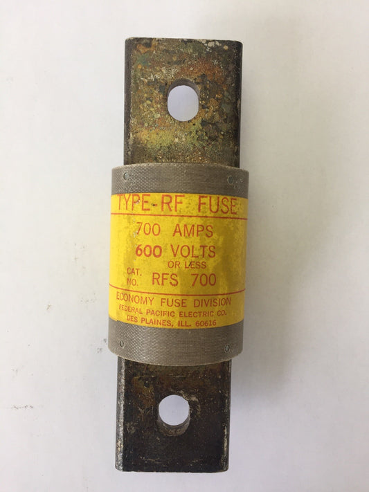 ECONOMY FUSE RFS 700 TYPE-RF FUSE 700 AMP 600 VOLTS FEDERAL PACIFIC ELECTRIC