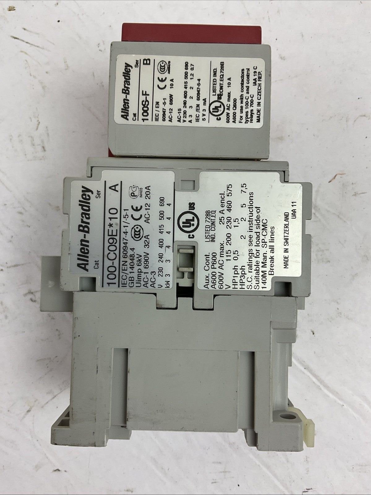 ALLEN BRADLEY 100S-C09EJ32BC CONTACTOR 24VDC COIL (100-C09E*10 + 100S-F)