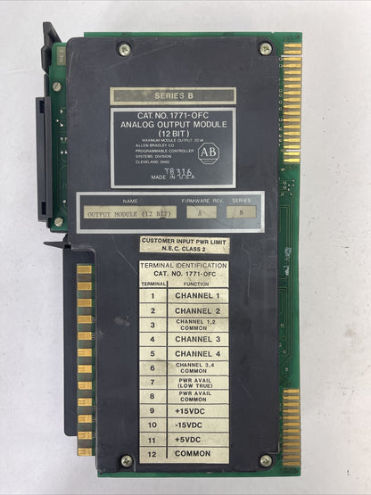 ALLEN BRADLEY 1771-OFC ANALOG OUTPUT MODULE (12 BIT) SERIES B FIRMWARE REV. A