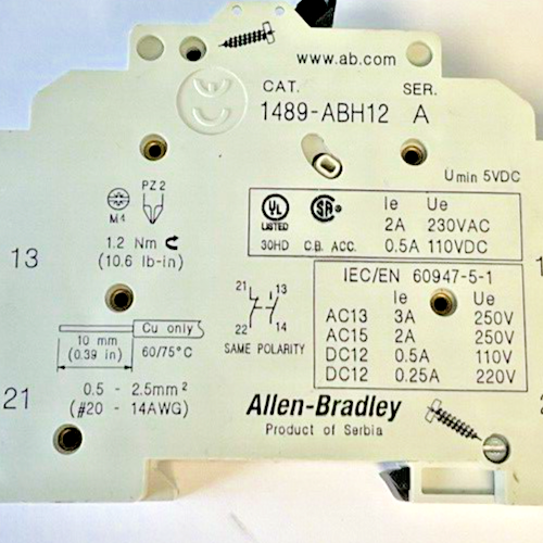 ALLEN BRADLEY 1489-A1C030 CIRCUIT BREAKER SER.A W/ 1489-ABH12 SER.A