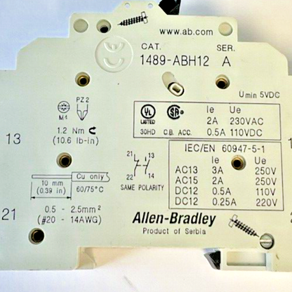 ALLEN BRADLEY 1489-A1C030 CIRCUIT BREAKER SER.A W/ 1489-ABH12 SER.A