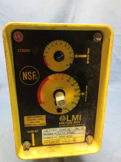 MILTON ROY LMI A151-391SI ELECTROMAGNETIC DOSING PUMP, for PARTS or NOT WORKING