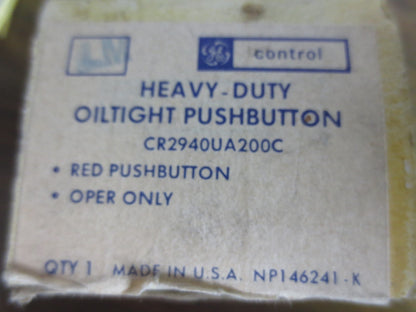 GENERAL ELECTRIC CR2940UA200C HEAVY DUTY OILTIGHT PUSHBUTTON OPERATOR / RED