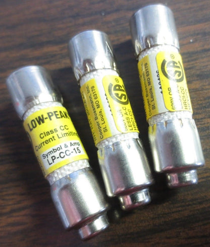 COOPER BUSSMANN LP-CC-15 LOW-PEAK  FUSE - LOT of 3