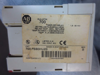 ALLEN-BRADLEY 700-FSB3HU23 Ser. B - PROGRAMMABLE TIMER -.1.5-30MIN