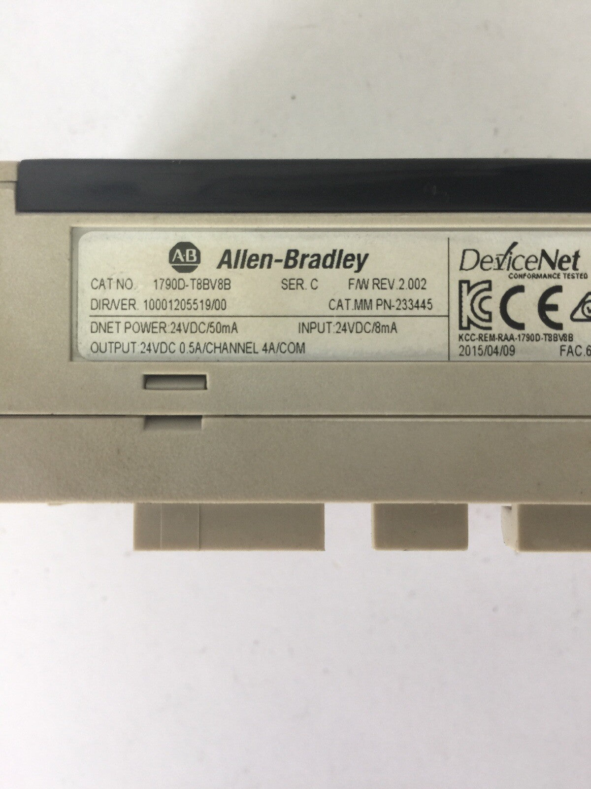ALLEN BRADLEY 1790D-T8BV8B COMPACT BLOCK LDX SER C F/W REV 2.002 24VDC 0.5A 8
