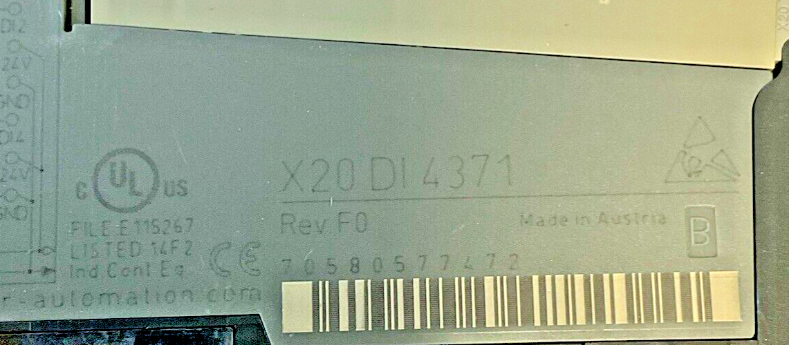 B&R AUTOMATION PLC MODULE INPUT X20DI4371 REV.F0 X20BM11 REV.G0