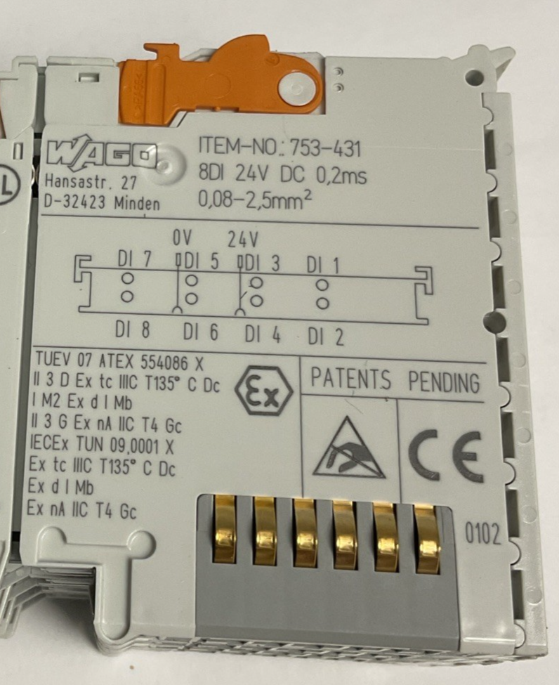 WAGO 753-431 INPUT MODULE 24VDC 8DI***LOT OF 4***