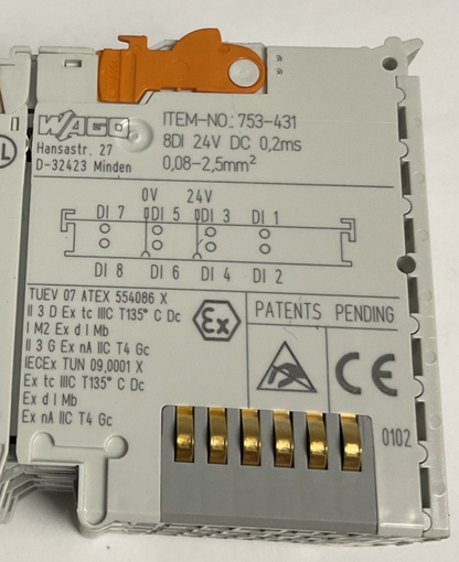 WAGO 753-431 INPUT MODULE 24VDC 8DI***LOT OF 4***