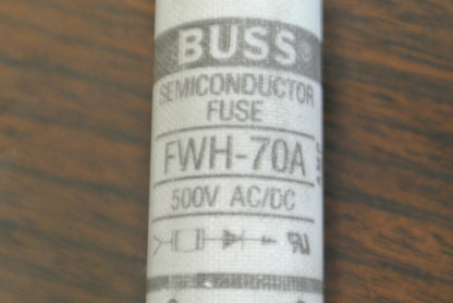 BUSSMANN FWH-70A SEMICONDUCTOR FUSE / 500V / 70A / NEW SURPLUS