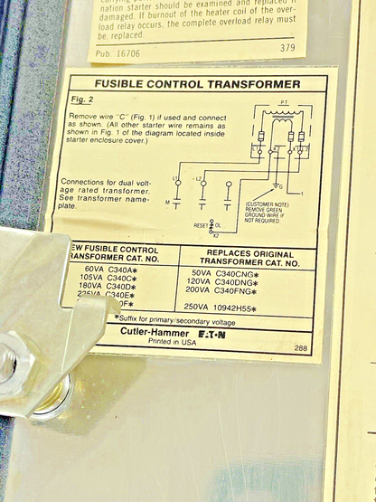 CUTLER HAMMER - A30CWA0 A2- COMBINATION MOTOR STARTER WITH MOTOR CIRCUIT SWITCH