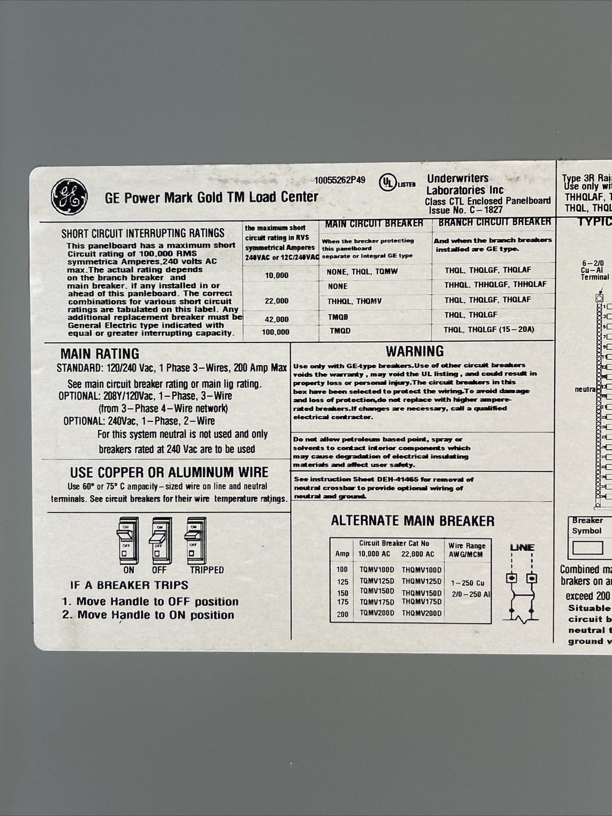GE TLM4020RCU 120/240VAC 200AMP MODEL 7 ENCLOSURE TYPE 3R POWER MARK GOLD TM