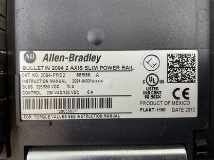 ALLEN BRADLEY 2094-PRS2 SER A 2 AXIS SLIM POWER RAIL 230VAC 425VDC 6A