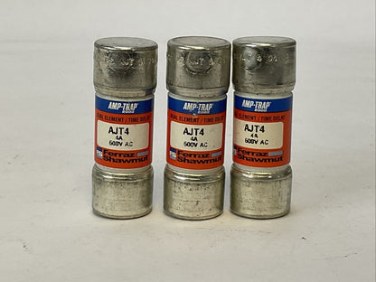 FERRAZ SHAWMUT AJT4 AMP-TRAP 2000 4A 600VAC DUAL ELEMENT TIME DELAY (LOT OF 3)