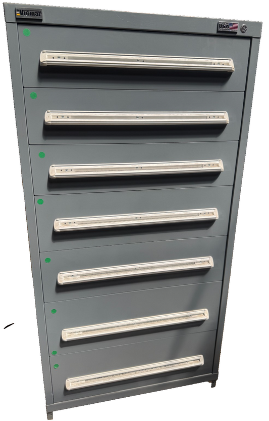 VIDMAR 7 DRAWER CABINET RANDOM DIVIDERS PER DRAWER  ***NO KEY***
