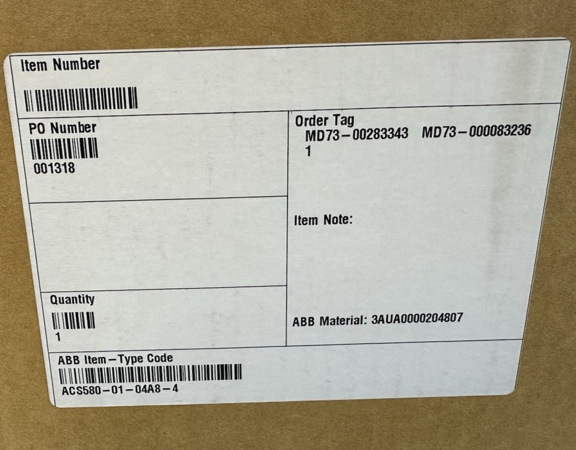 ABB ACS580-01-04A8-4 VFD VARIABLE FREQUENCY DRIVE 3HP 2.2KW 3PH 400-480VAC 4.8A
