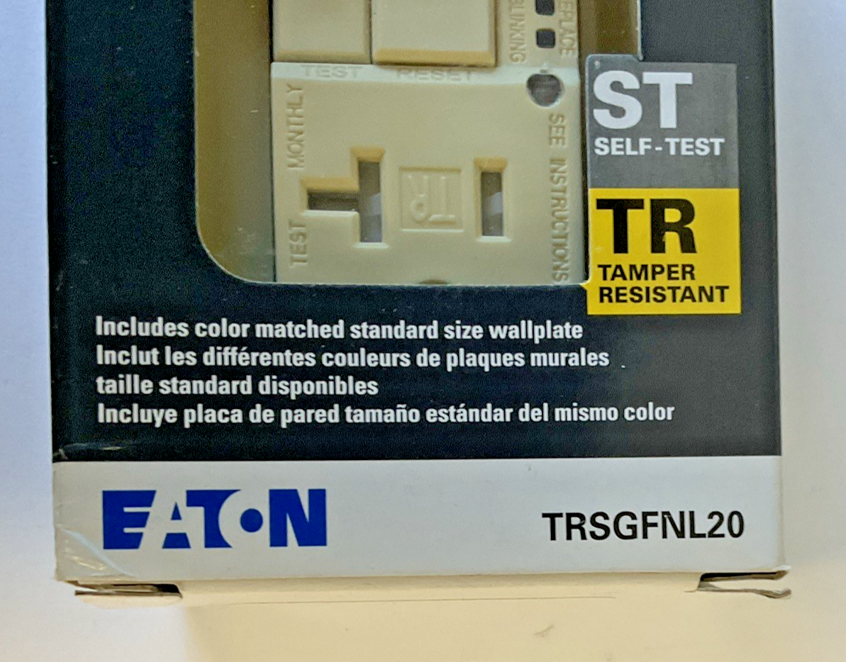 EATON TRSGFNL20 SELF-TEST RECEPTACLE W/NIGHTLIGHT 20A 125VAC