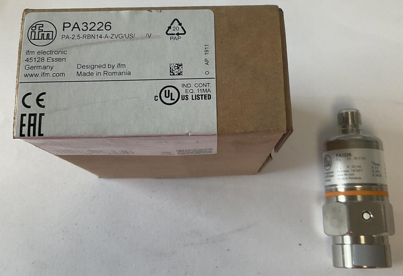 IFM PA3226 TRANSMITTER 32VDC 290PSI 20BAR 2000KPA  1/4NPT