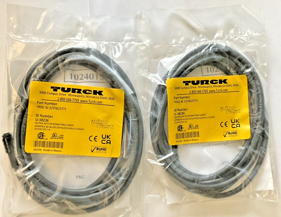 TURCK PKGC 4Z-2/S760/S771 CABLE/CORDSET 125VAC/VDC 4A ***LOTOF2***