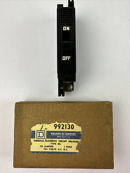 SQUARE D 992130 THERMAL MAGNETIC CIRCUIT BREAKER 125V 30AMP 1POLE TYPE ML