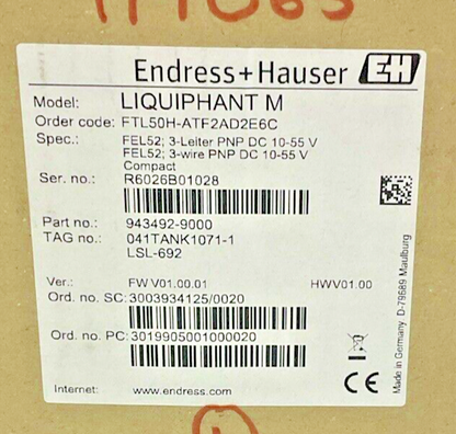 ENDRESS+HAUSER LIQUIPHANT LEVEL SWITCH FTL50H-ATF2AD2E6C