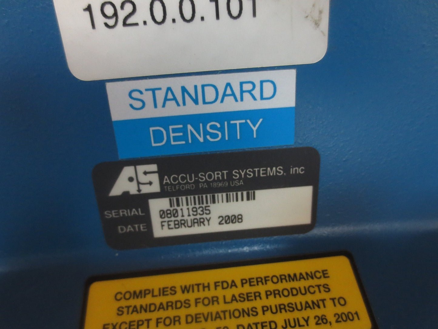 ACCU-SORT AXIOM-X LASER 4L BARCODE SCANNER W/ PS-4024 DC POWER SUPPLY- FOR PARTS