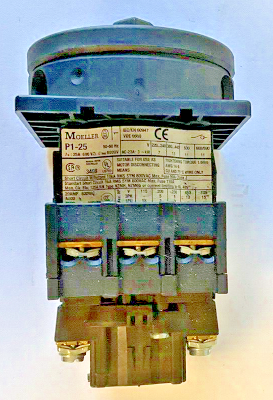 MOELLER P1-25 ON -OFF SWITCH 690VAC 25A 50-60HZ