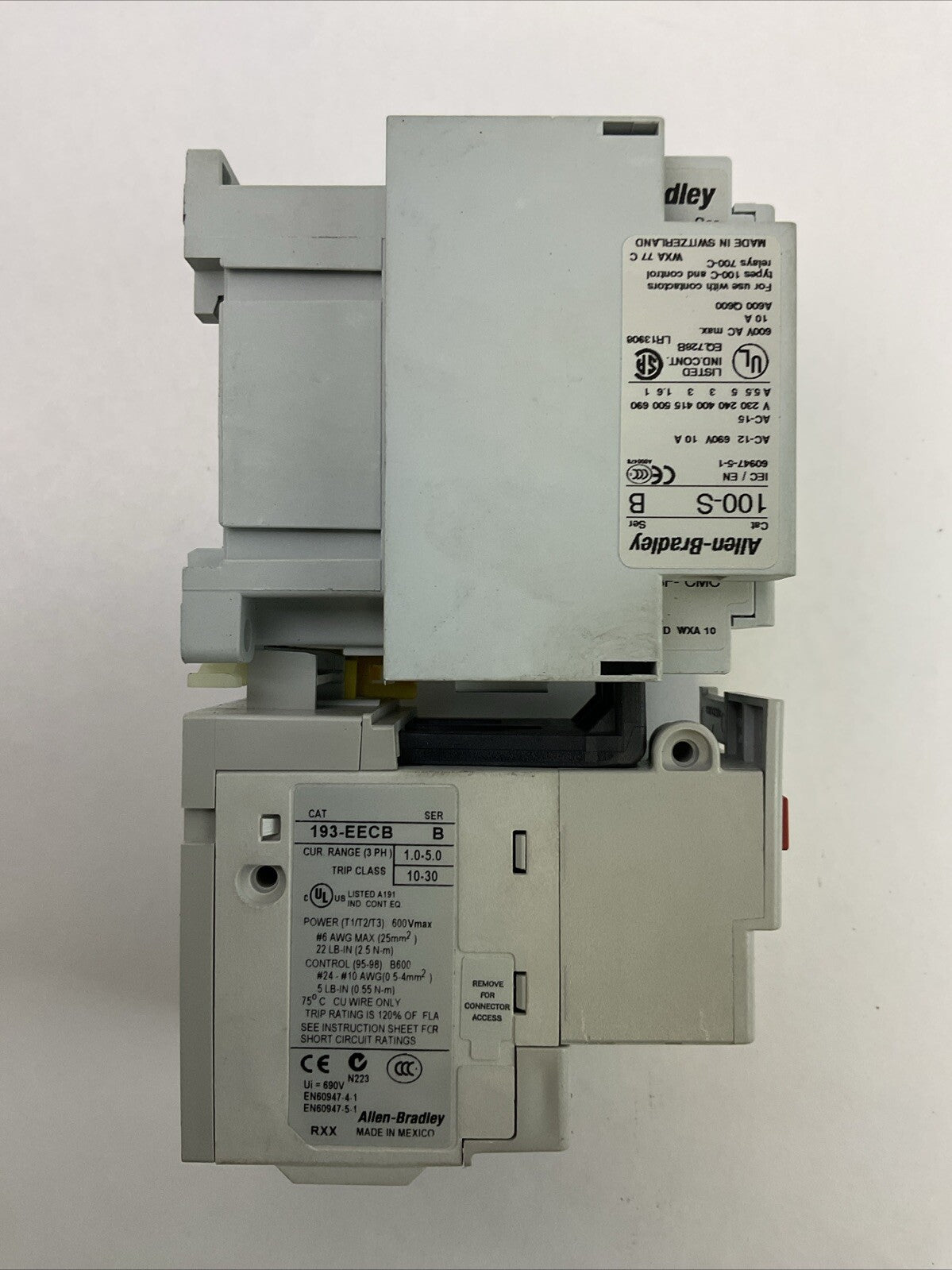 ALLEN BRADLEY STARTER 100-C16*10 SER B CONTACTOR COIL 120V+193-EECB SER B RELAY