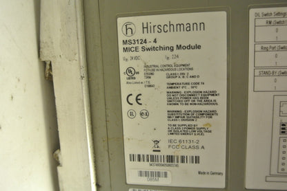HIRSCHMANN MM2-4TX1 CLASS 1 4-PORT MICE MEDIA MODULE (21 pcs) + MS3124-4 (4pcs)