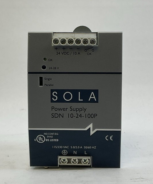 EMERSON SOLA SDN10-24-100P POWER SUPPLY 115/230VAC 5.0/2.0A 50/60 HZ