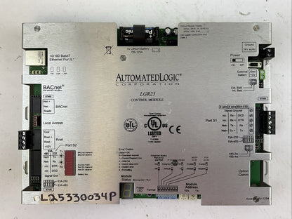 AUTOMATED LOGIC LGR25 CONTROL MODULE 24VAC 50-60HZ 24VA 1A 26VDC 10W 0.4A