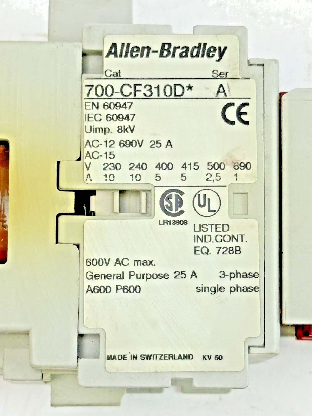 ALLEN-BRADLEY - 700S-CF620DJC SER. A - SAFETY CONTACTOR W/ 24 VDC COIL