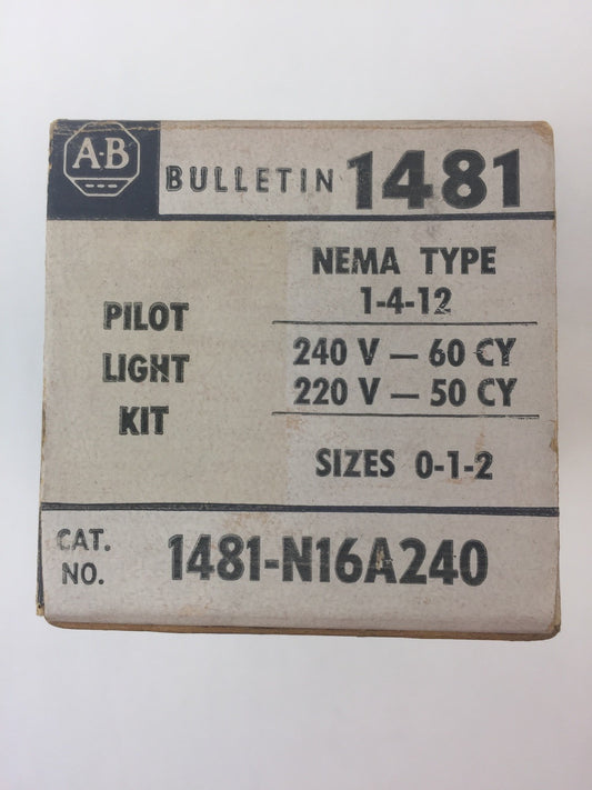 ALLEN BRADLEY 1481-N16A240 PILOT LIGHT KIT 240V 60CY 220V 50CY SIZE 0-1-2