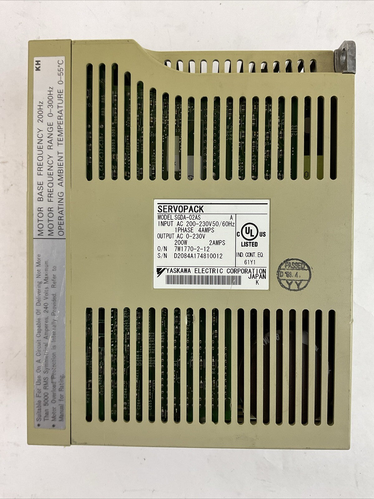 YASKAWA SGDA-02AS SERVOPACK 230VAC SERVO DRIVE
