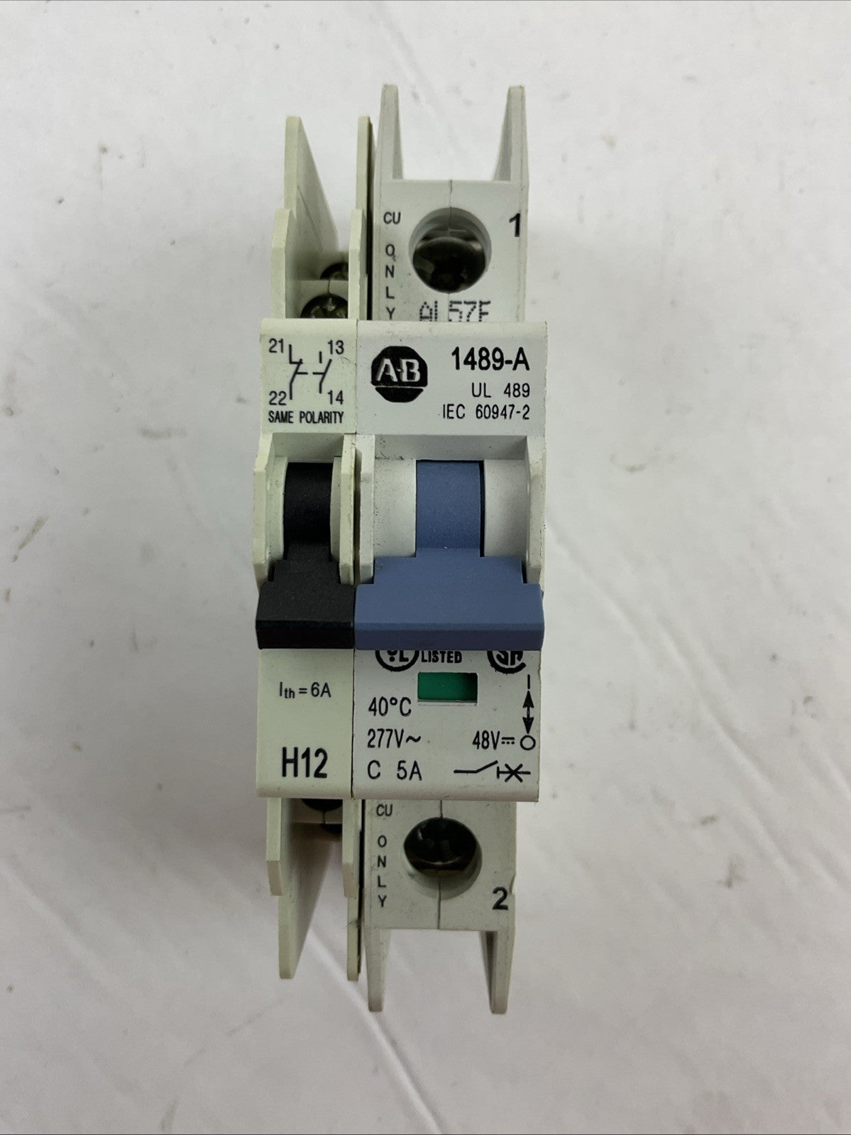 ALLEN BRADLEY 1489-A1C050 SER A CIRCUIT BREAKER 277VAC 5A 1489-ABH12 (LOT OF  2)