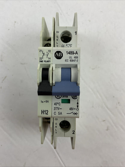 ALLEN BRADLEY 1489-A1C050 SER A CIRCUIT BREAKER 277VAC 5A 1489-ABH12 (LOT OF  2)