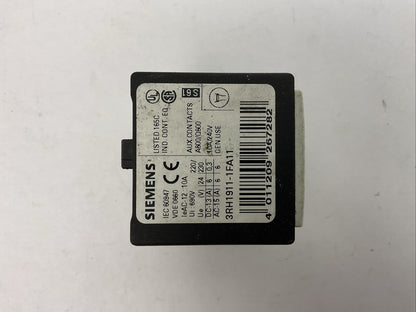 SIEMENS 3RH1911-1FA11 AUXILIARY CONTACT BLOCK 10A 240V GEN. USE (LOT OF 3)