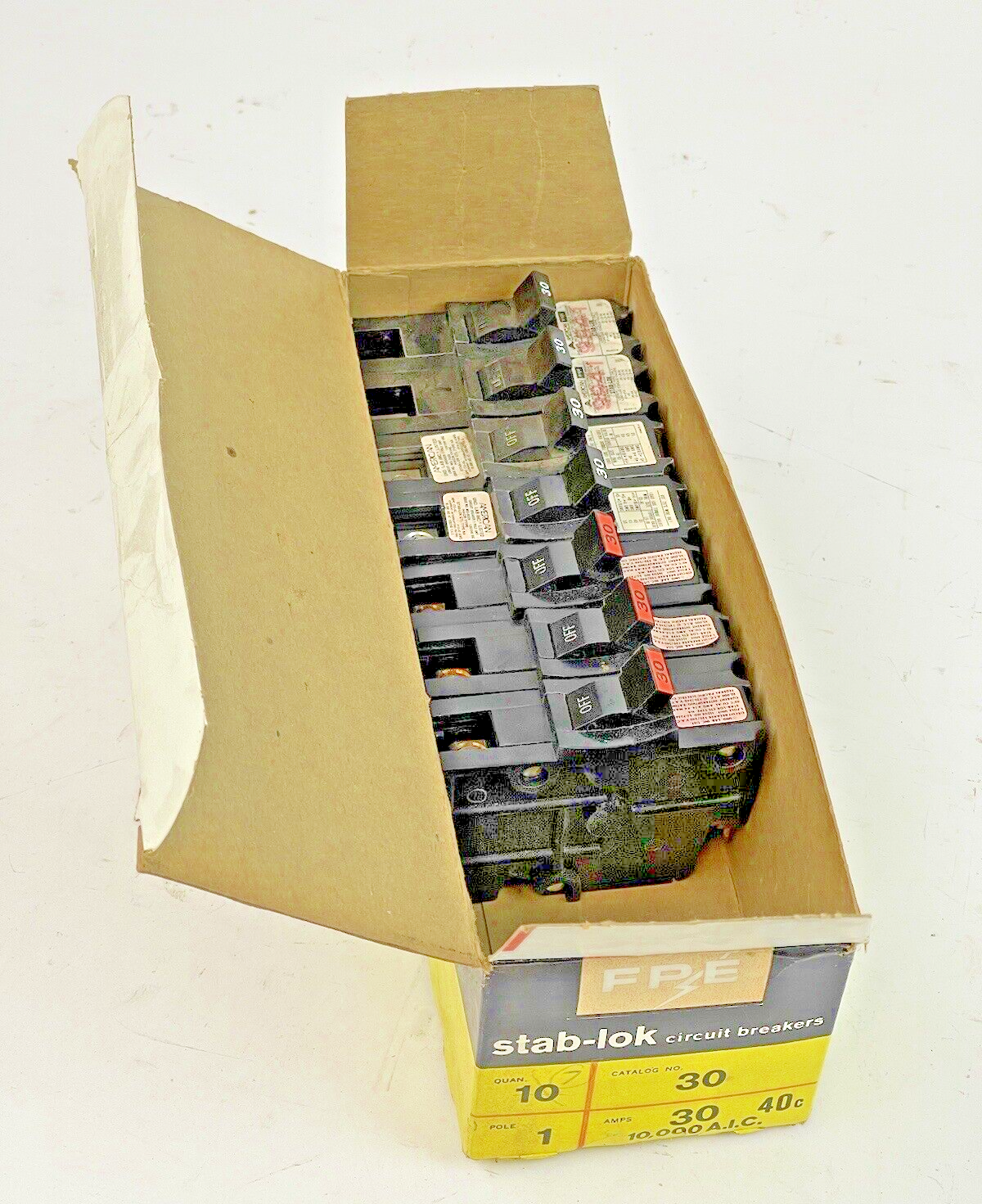 FEDERAL PACIFIC *BOX OF 7* STAB-LOK 30A, 1 POLE CIRCUIT BREAKERS
